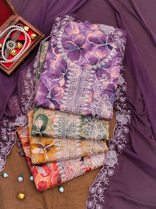 Ivory Bloom Embroidered Jam Cotton Suit Set