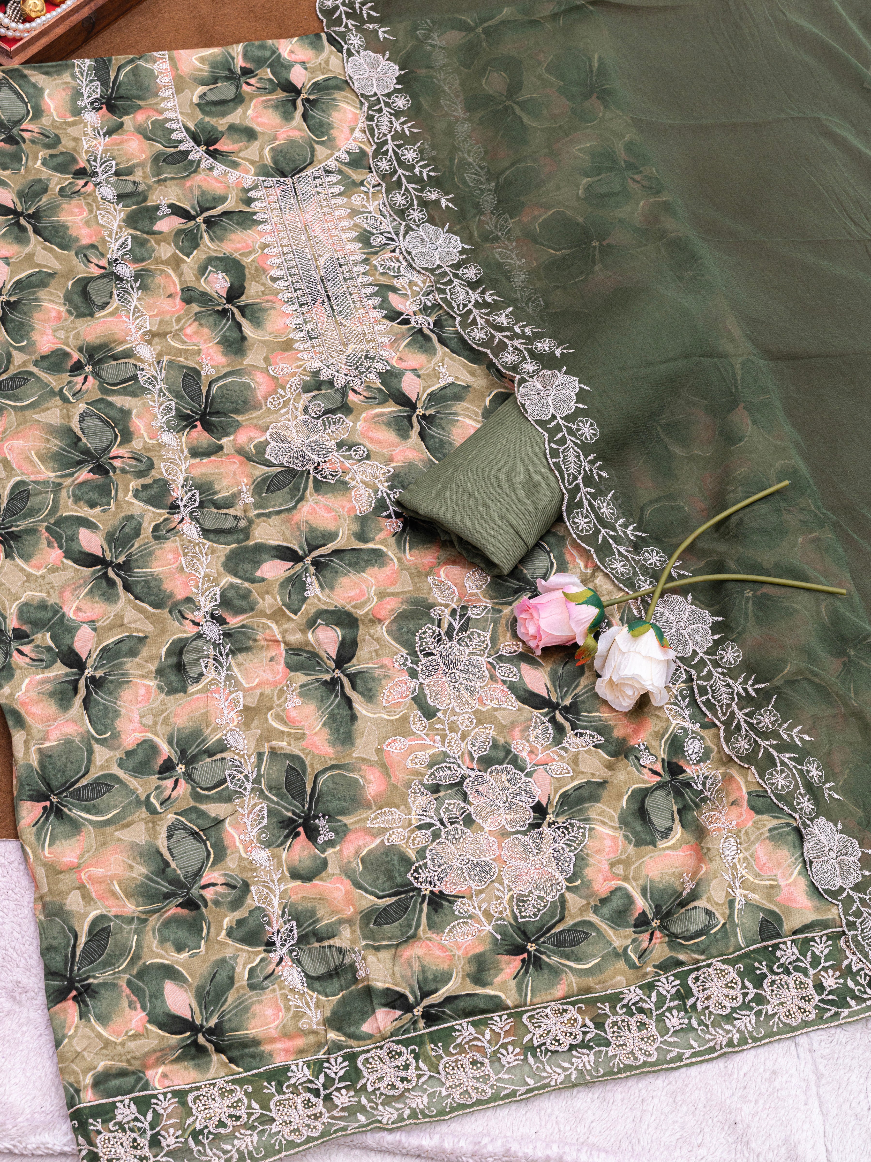 Royal Plum Floral Embroidered Suit Set