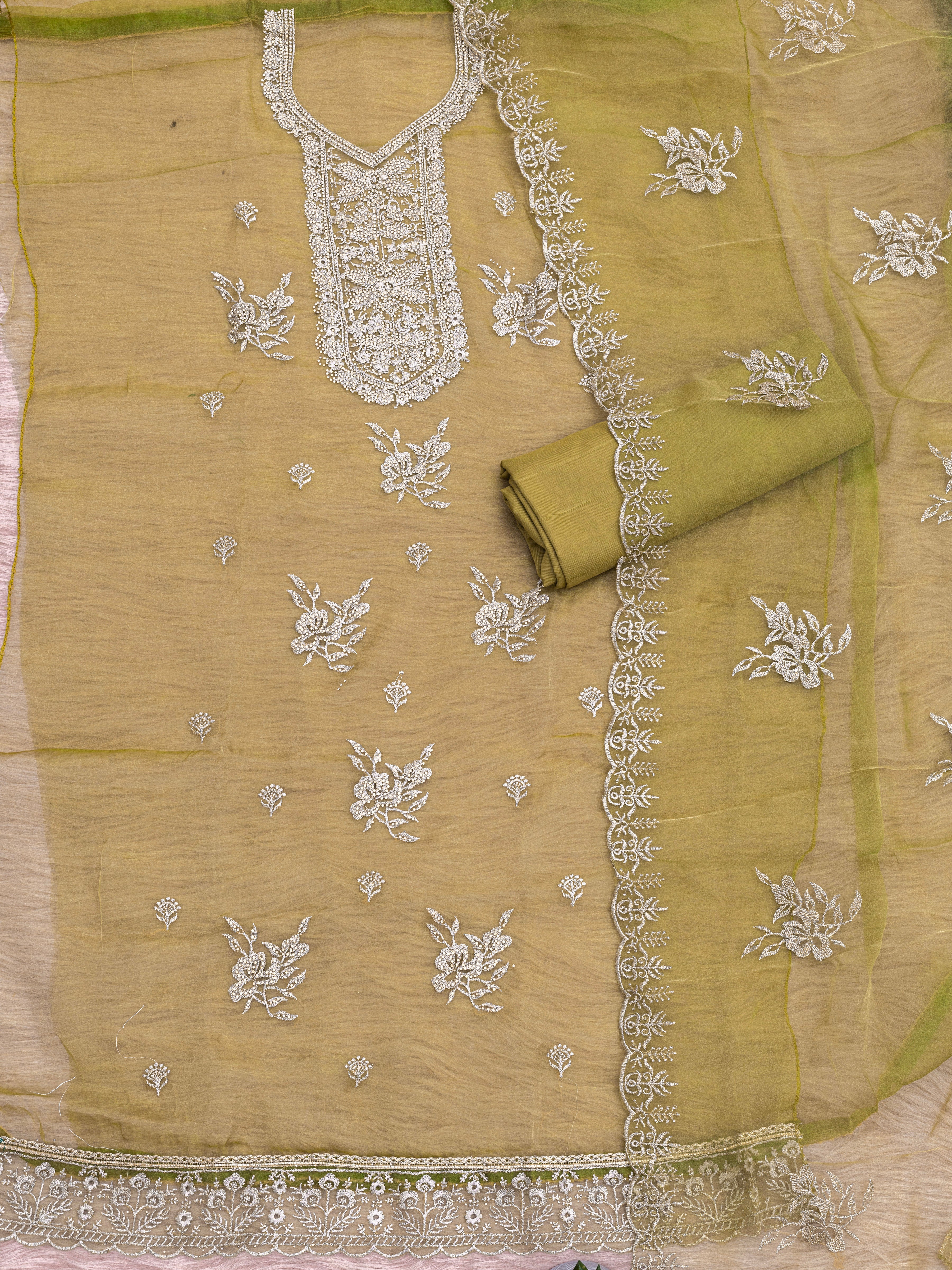 Olive Moss Royale Embroidered Suit Set
