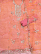 Coral Peach Royale Embroidered Suit Set