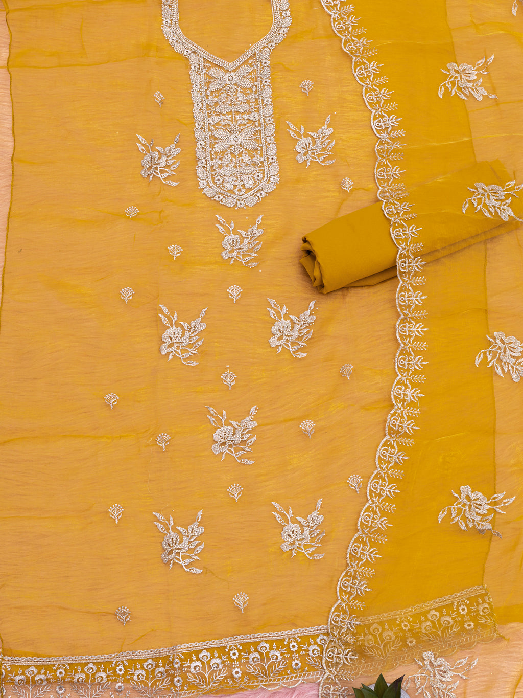 Mustard Gold Royale Embroidered Suit Set