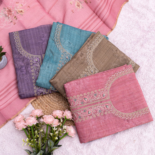 Dusty Lavender Elegance Embroidered Suit Set
