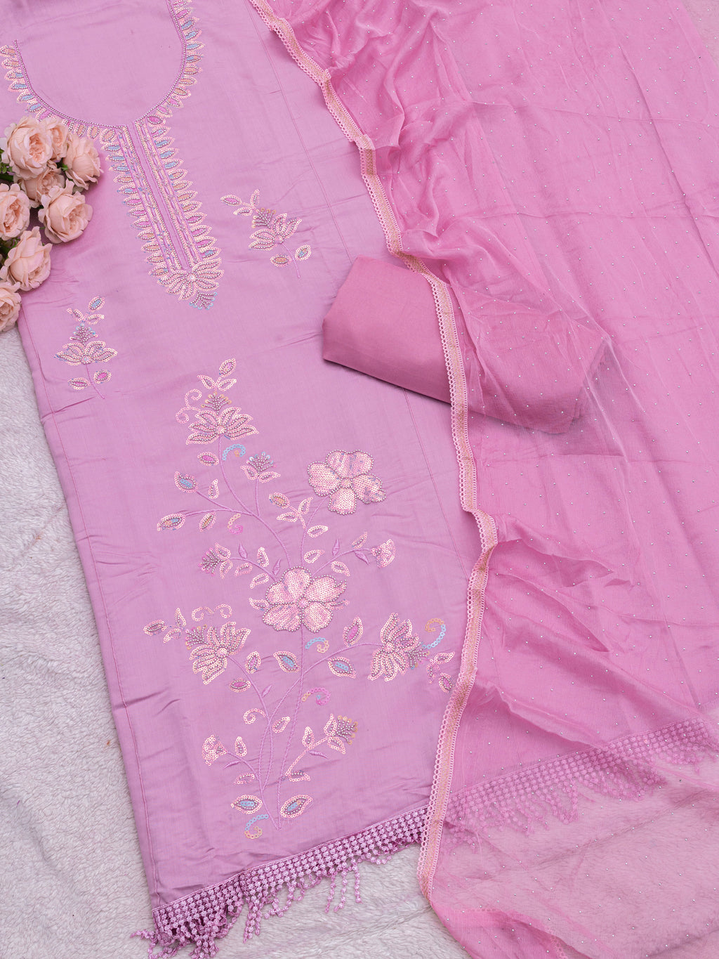 Dusty Mauve Grace Beaded Suit Set
