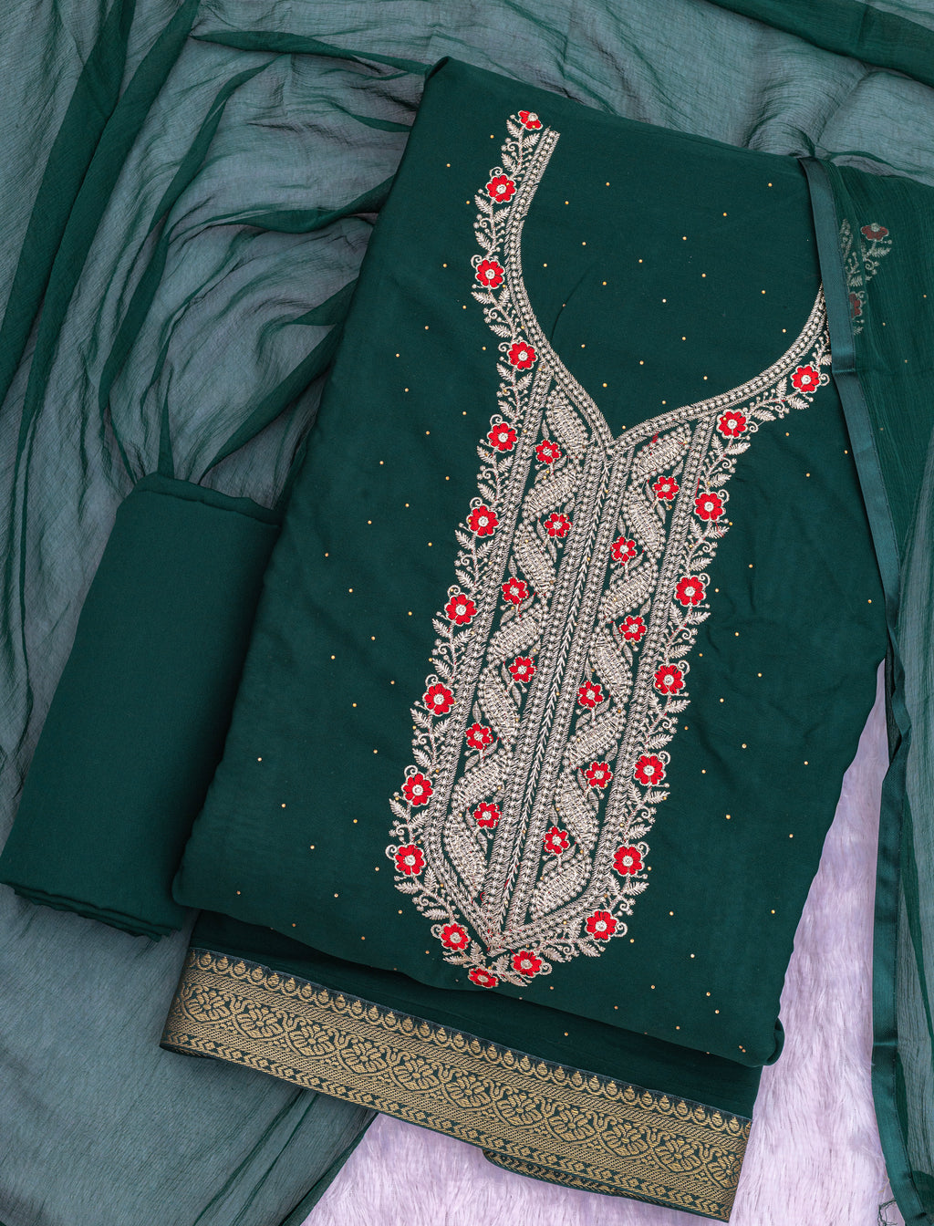 Forest Green Royale Embroidered Suit Set
