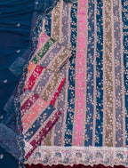 Forest Green Jam Cotton Embroidered Suit with Swarovski-Style Diamond