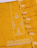 Antique Gold Pure Jaam Cotton Designer Suit with Khatli Handwork & Fine Embroidery