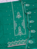 Emerald Green Pure Jaam Cotton Designer Suit with Khatli Handwork & Fine Embroidery