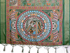 Green Multicolour Cotton Silk Saree with Digital Print, Jacquard Border & Tassels