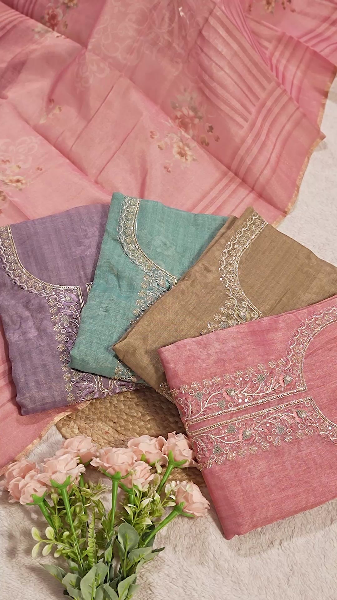 Dusty Lavender Elegance Embroidered Suit Set